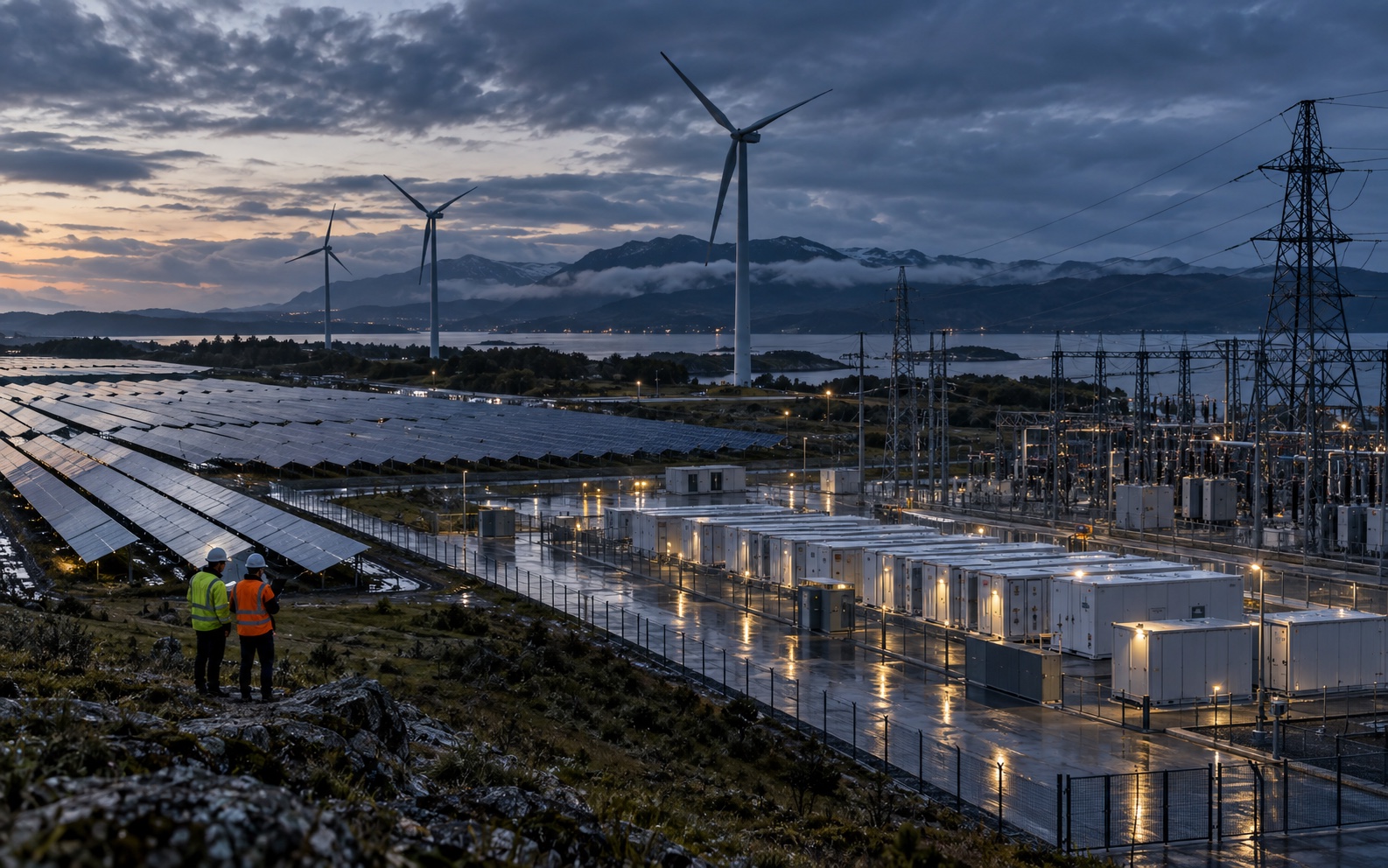 Renewable generation, battery storage, and electrical grid