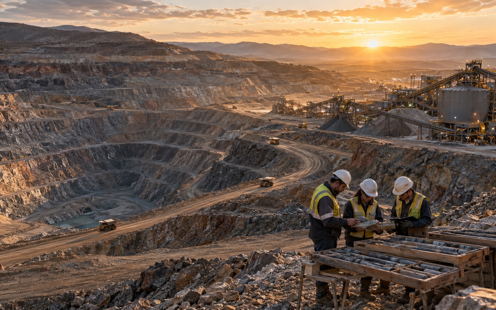 Terraced gold mine and mineral processing operation